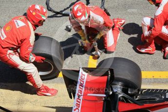 World © Octane Photographic Ltd. Scuderia Ferrari SF16-H – Sebastian Vettel pitstop. Sunday 15th May 2016, F1 Spanish GP Race, Circuit de Barcelona Catalunya, Spain. Digital Ref :