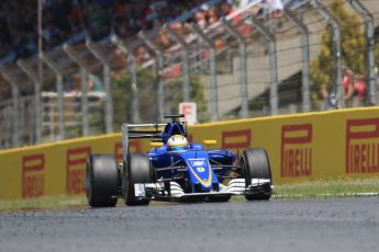 World © Octane Photographic Ltd. Sauber F1 Team C35 – Marcus Ericsson. Sunday 15th May 2016, F1 Spanish GP Race, Circuit de Barcelona Catalunya, Spain. Digital Ref :