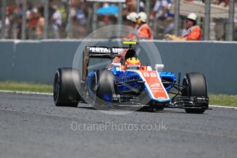 World © Octane Photographic Ltd. Manor Racing MRT05 – Rio Haryanto. Sunday 15th May 2016, F1 Spanish GP Race, Circuit de Barcelona Catalunya, Spain. Digital Ref :