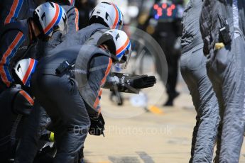 World © Octane Photographic Ltd. Manor Racing MRT05 - Pascal Wehrlein pitstop. Sunday 15th May 2016, F1 Spanish GP Race, Circuit de Barcelona Catalunya, Spain. Digital Ref :