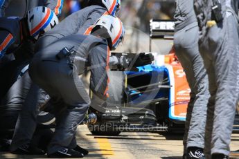 World © Octane Photographic Ltd. Manor Racing MRT05 - Pascal Wehrlein pitstop. Sunday 15th May 2016, F1 Spanish GP Race, Circuit de Barcelona Catalunya, Spain. Digital Ref :