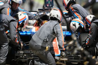 World © Octane Photographic Ltd. Manor Racing MRT05 - Pascal Wehrlein pitstop. Sunday 15th May 2016, F1 Spanish GP Race, Circuit de Barcelona Catalunya, Spain. Digital Ref :