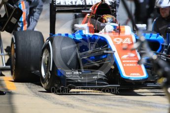 World © Octane Photographic Ltd. Manor Racing MRT05 - Pascal Wehrlein pitstop. Sunday 15th May 2016, F1 Spanish GP Race, Circuit de Barcelona Catalunya, Spain. Digital Ref :