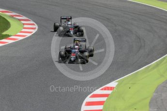 World © Octane Photographic Ltd. McLaren Honda MP4-31 – Jenson Button and Fernando Alonso. Sunday 15th May 2016, F1 Spanish GP Race, Circuit de Barcelona Catalunya, Spain. Digital Ref :