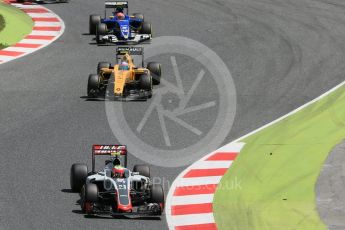 World © Octane Photographic Ltd. Haas F1 Team VF-16 - Esteban Gutierrez, Renault Sport F1 Team RS16 – Jolyon Palmer and Sauber F1 Team C35 – Felipe Nasr. Sunday 15th May 2016, F1 Spanish GP Race, Circuit de Barcelona Catalunya, Spain. Digital Ref :