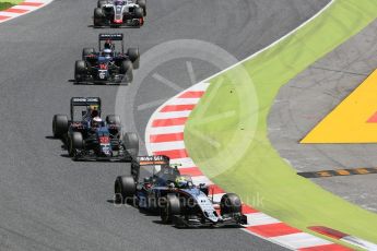 World © Octane Photographic Ltd. Sahara Force India VJM09 - Sergio Perez leads the mid field. Sunday 15th May 2016, F1 Spanish GP Race, Circuit de Barcelona Catalunya, Spain. Digital Ref :