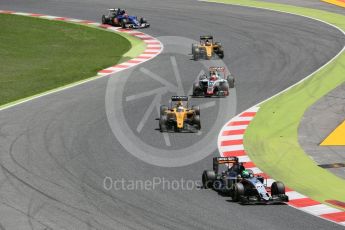 World © Octane Photographic Ltd. Sahara Force India VJM09 - Sergio Perez leads the mid field. Sunday 15th May 2016, F1 Spanish GP Race, Circuit de Barcelona Catalunya, Spain. Digital Ref :