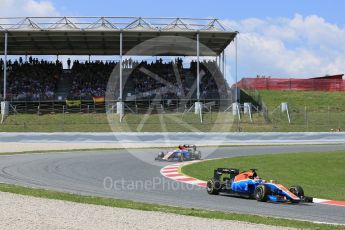 World © Octane Photographic Ltd. Manor Racing MRT05 - Pascal Wehrlein and Rio Haryanto. Sunday 15th May 2016, F1 Spanish GP Race, Circuit de Barcelona Catalunya, Spain. Digital Ref :