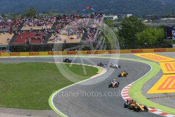 World © Octane Photographic Ltd. Renault Sport F1 Team RS16 - Kevin Magnussen leads the midfield pack. Sunday 15th May 2016, F1 Spanish GP Race, Circuit de Barcelona Catalunya, Spain. Digital Ref :