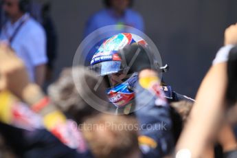 World © Octane Photographic Ltd. Red Bull Racing RB12 – Max Verstappen. Sunday 15th May 2016, F1 Spanish GP Parc Ferme, Circuit de Barcelona Catalunya, Spain. Digital Ref :