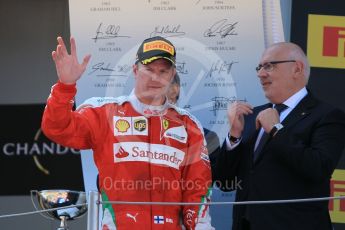 World © Octane Photographic Ltd. Scuderia Ferrari SF16-H – Kimi Raikkonen. Sunday 15th May 2016, F1 Spanish GP Podium, Circuit de Barcelona Catalunya, Spain. Digital Ref :