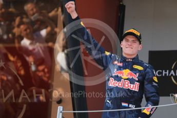 World © Octane Photographic Ltd. Red Bull Racing RB12 – Max Verstappen. Sunday 15th May 2016, F1 Spanish GP Podium, Circuit de Barcelona Catalunya, Spain. Digital Ref :