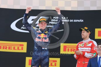 World © Octane Photographic Ltd. Red Bull Racing RB12 – Max Verstappen. Sunday 15th May 2016, F1 Spanish GP Podium, Circuit de Barcelona Catalunya, Spain. Digital Ref :