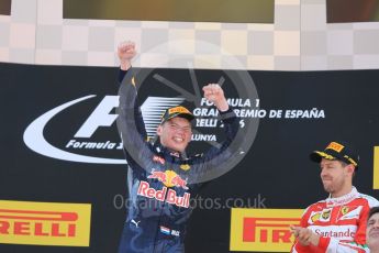 World © Octane Photographic Ltd. Red Bull Racing RB12 – Max Verstappen. Sunday 15th May 2016, F1 Spanish GP Podium, Circuit de Barcelona Catalunya, Spain. Digital Ref :