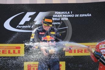 World © Octane Photographic Ltd. Red Bull Racing RB12 – Max Verstappen. Sunday 15th May 2016, F1 Spanish GP Podium, Circuit de Barcelona Catalunya, Spain. Digital Ref :