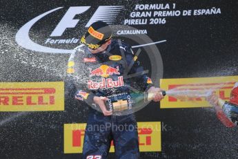 World © Octane Photographic Ltd. Red Bull Racing RB12 – Max Verstappen. Sunday 15th May 2016, F1 Spanish GP Podium, Circuit de Barcelona Catalunya, Spain. Digital Ref :