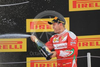 World © Octane Photographic Ltd. Scuderia Ferrari SF16-H – Sebastian Vettel. Sunday 15th May 2016, F1 Spanish GP Podium, Circuit de Barcelona Catalunya, Spain. Digital Ref :