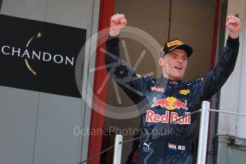 World © Octane Photographic Ltd. Red Bull Racing RB12 – Max Verstappen. Sunday 15th May 2016, F1 Spanish GP Podium, Circuit de Barcelona Catalunya, Spain. Digital Ref :