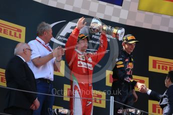 World © Octane Photographic Ltd. Red Bull Racing RB12 – Max Verstappen (1st) and Dr.Helmut Marko and Scuderia Ferrari - Kimi Raikkonen (2nd) and Sebastian Vettel (3rd). Sunday 15th May 2016, F1 Spanish GP Podium, Circuit de Barcelona Catalunya, Spain. Digital Ref :