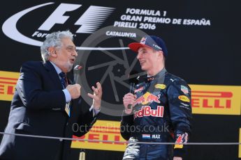 World © Octane Photographic Ltd. Red Bull Racing RB12 – Max Verstappen. Sunday 15th May 2016, F1 Spanish GP Podium, Circuit de Barcelona Catalunya, Spain. Digital Ref :