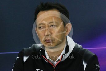 World © Octane Photographic Ltd. F1 Spanish GP FIA Team Personnel Press Conference, Circuit de Barcelona Catalunya, Spain, Friday 13th May 2016. Yusuke Hasegawa (Honda). Digital Ref : 1542LB1D5513