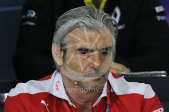 World © Octane Photographic Ltd. F1 Spanish GP FIA Team Personnel Press Conference, Circuit de Barcelona Catalunya, Spain, Friday 13th May 2016. Maurzio Arrivabene (Ferrari). Digital Ref : 1542LB1D5584