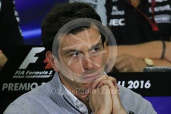 World © Octane Photographic Ltd. F1 Spanish GP FIA Team Personnel Press Conference, Circuit de Barcelona Catalunya, Spain, Friday 13th May 2016. Toto Wolff (Mercedes). Digital Ref : 1542LB1D5642