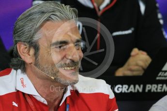 World © Octane Photographic Ltd. F1 Spanish GP FIA Team Personnel Press Conference, Circuit de Barcelona Catalunya, Spain, Friday 13th May 2016. Maurzio Arrivabene (Ferrari). Digital Ref : 1542LB1D5652