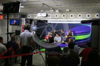 World © Octane Photographic Ltd. F1 Spanish GP FIA Team Personnel Press Conference, Circuit de Barcelona Catalunya, Spain, Friday 13th May 2016. Cyril Abiteboul (Renault), Maurzio Arrivabene (Ferrari), Robert Fernley (Force India), Yusuke Hasegawa (Honda), Christian Horner (Red Bull), Toto Wolff (Mercedes). Digital Ref : 1542LB5D3750