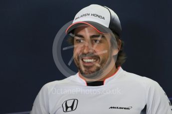 World © Octane Photographic Ltd. F1 Spanish GP FIA Press Conference, Circuit de Barcelona Catalunya, Spain, Thursday 12th May 2016. McLaren Honda MP4-31 – Fernando Alonso. Digital Ref : 1534LB1D3391