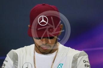 World © Octane Photographic Ltd. F1 Spanish GP FIA Press Conference, Circuit de Barcelona Catalunya, Spain, Thursday 12th May 2016. Mercedes AMG Petronas W07 Hybrid – Lewis Hamilton. Digital Ref : 1534LB1D3393