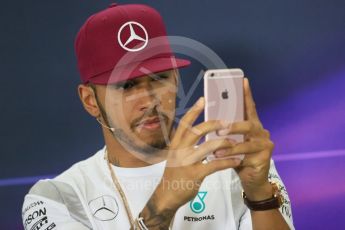 World © Octane Photographic Ltd. F1 Spanish GP FIA Press Conference, Circuit de Barcelona Catalunya, Spain, Thursday 12th May 2016. Mercedes AMG Petronas W07 Hybrid – Lewis Hamilton. Digital Ref : 1534LB1D3417