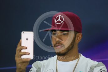 World © Octane Photographic Ltd. F1 Spanish GP FIA Press Conference, Circuit de Barcelona Catalunya, Spain, Thursday 12th May 2016. Mercedes AMG Petronas W07 Hybrid – Lewis Hamilton. Digital Ref : 1534LB1D3423