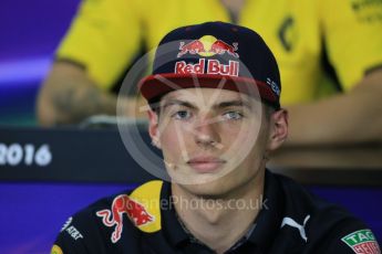 World © Octane Photographic Ltd. F1 Spanish GP FIA Press Conference, Circuit de Barcelona Catalunya, Spain, Thursday 12th May 2016. Red Bull Racing RB12 – Max Verstappen. Digital Ref : 1534LB1D3434