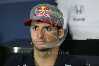 World © Octane Photographic Ltd. F1 Spanish GP FIA Press Conference, Circuit de Barcelona Catalunya, Spain, Thursday 12th May 2016. Scuderia Toro Rosso STR11 – Carlos Sainz. Digital Ref : 1534LB1D3446