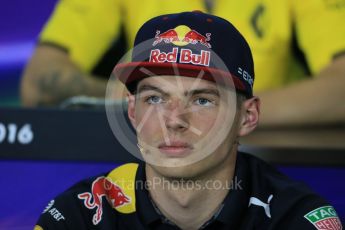 World © Octane Photographic Ltd. F1 Spanish GP FIA Press Conference, Circuit de Barcelona Catalunya, Spain, Thursday 12th May 2016. Red Bull Racing RB12 – Max Verstappen. Digital Ref : 1534LB1D3459