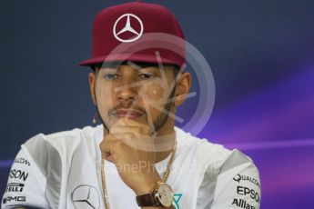 World © Octane Photographic Ltd. F1 Spanish GP FIA Press Conference, Circuit de Barcelona Catalunya, Spain, Thursday 12th May 2016. Mercedes AMG Petronas W07 Hybrid – Lewis Hamilton. Digital Ref : 1534LB1D3463