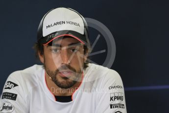 World © Octane Photographic Ltd. F1 Spanish GP FIA Press Conference, Circuit de Barcelona Catalunya, Spain, Thursday 12th May 2016. McLaren Honda MP4-31 – Fernando Alonso. Digital Ref : 1534LB1D3474