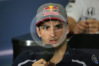 World © Octane Photographic Ltd. F1 Spanish GP FIA Press Conference, Circuit de Barcelona Catalunya, Spain, Thursday 12th May 2016. Scuderia Toro Rosso STR11 – Carlos Sainz. Digital Ref : 1534LB1D3548