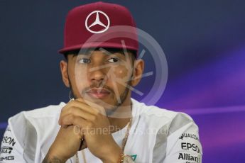 World © Octane Photographic Ltd. F1 Spanish GP FIA Press Conference, Circuit de Barcelona Catalunya, Spain, Thursday 12th May 2016. Mercedes AMG Petronas W07 Hybrid – Lewis Hamilton. Digital Ref : 1534LB1D3570
