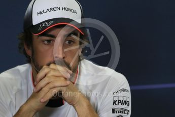 World © Octane Photographic Ltd. F1 Spanish GP FIA Press Conference, Circuit de Barcelona Catalunya, Spain, Thursday 12th May 2016. McLaren Honda MP4-31 – Fernando Alonso. Digital Ref : 1534LB1D3592