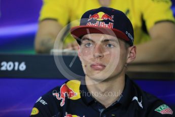 World © Octane Photographic Ltd. F1 Spanish GP FIA Press Conference, Circuit de Barcelona Catalunya, Spain, Thursday 12th May 2016. Red Bull Racing RB12 – Max Verstappen. Digital Ref : 1534LB1D3617