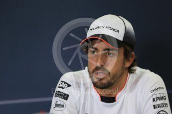 World © Octane Photographic Ltd. F1 Spanish GP FIA Press Conference, Circuit de Barcelona Catalunya, Spain, Thursday 12th May 2016. McLaren Honda MP4-31 – Fernando Alonso. Digital Ref : 1534LB1D3626