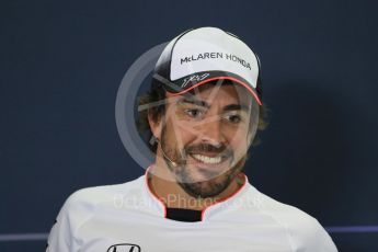 World © Octane Photographic Ltd. F1 Spanish GP FIA Press Conference, Circuit de Barcelona Catalunya, Spain, Thursday 12th May 2016. McLaren Honda MP4-31 – Fernando Alonso. Digital Ref : 1534LB1D3733