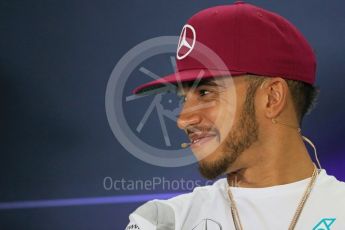 World © Octane Photographic Ltd. F1 Spanish GP FIA Press Conference, Circuit de Barcelona Catalunya, Spain, Thursday 12th May 2016. Mercedes AMG Petronas W07 Hybrid – Lewis Hamilton. Digital Ref : 1534LB1D3747