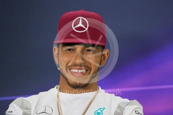 World © Octane Photographic Ltd. F1 Spanish GP FIA Press Conference, Circuit de Barcelona Catalunya, Spain, Thursday 12th May 2016. Mercedes AMG Petronas W07 Hybrid – Lewis Hamilton. Digital Ref : 1534LB1D3755