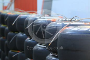 World © Octane Photographic Ltd. Sauber F1 Team Pirelli tyres. Thursday 12th May 2016, F1 Spanish GP Set up, Circuit de Barcelona Catalunya, Spain. Digital Ref :1532CB1D1863