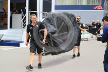 World © Octane Photographic Ltd. Renault Sport F1 Team RS16 large parts delivery. Thursday 12th May 2016, F1 Spanish GP Set up, Circuit de Barcelona Catalunya, Spain. Digital Ref : 1532CB1D2374