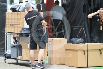 World © Octane Photographic Ltd. Renault Sport F1 Team RS16 large parts delivery. Thursday 12th May 2016, F1 Spanish GP Set up, Circuit de Barcelona Catalunya, Spain. Digital Ref : 1532CB1D2389