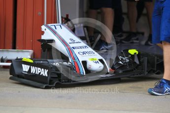 World © Octane Photographic Ltd. Williams Martini Racing, Williams Mercedes FW38 – front wing. Thursday 12th May 2016, F1 Spanish GP Set up, Circuit de Barcelona Catalunya, Spain. Digital Ref :1532CB1D2566